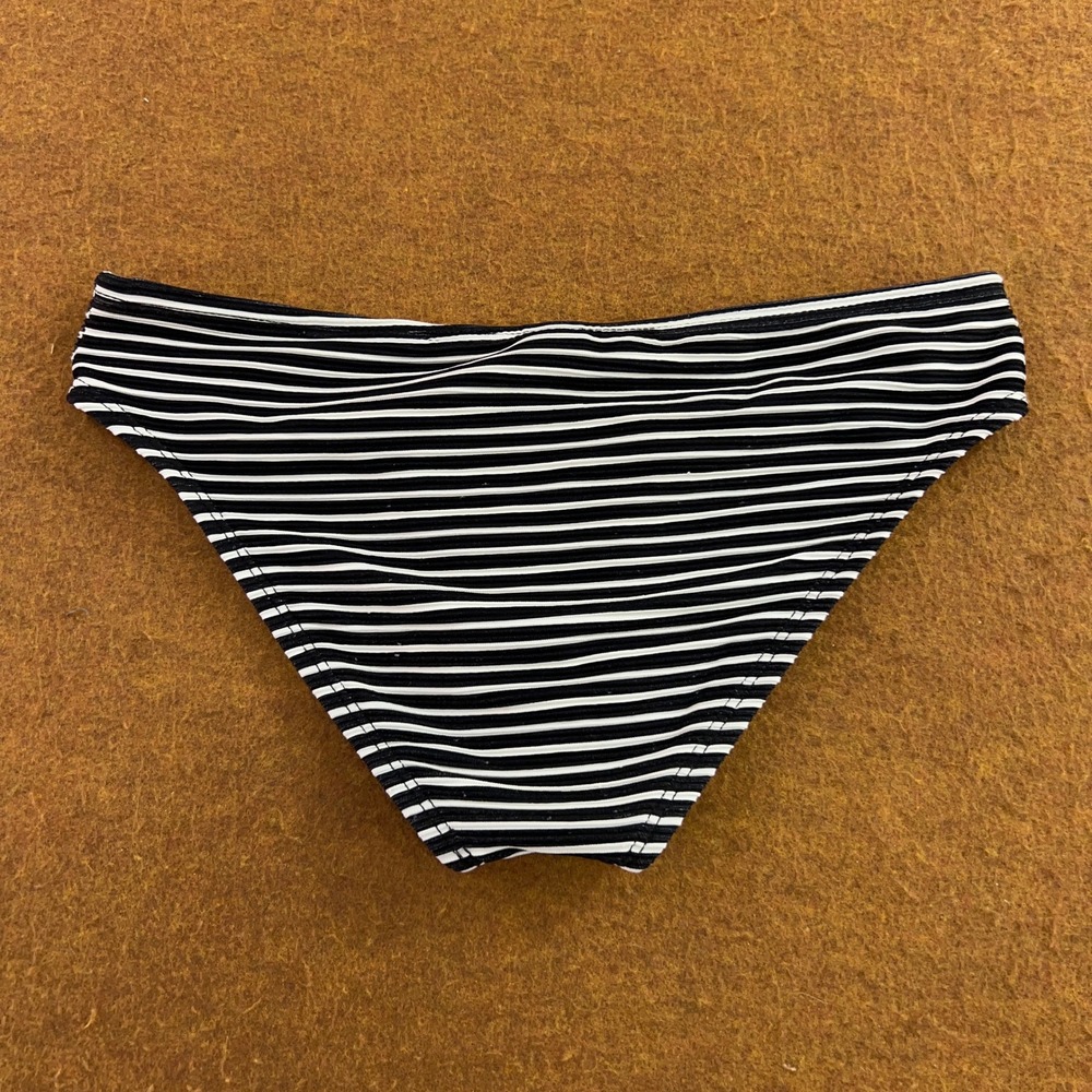 Ella Moss Womens Medium Black White Striped Ribbed Hipster Bikini Swim Bottom - Picture 5 of 6
